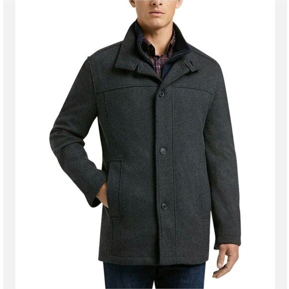 Jos. A. Bank‎ Men's Tailored Fit Car Coat Size Large Charcoal Gray Wool Blend - Picture 1 of 15